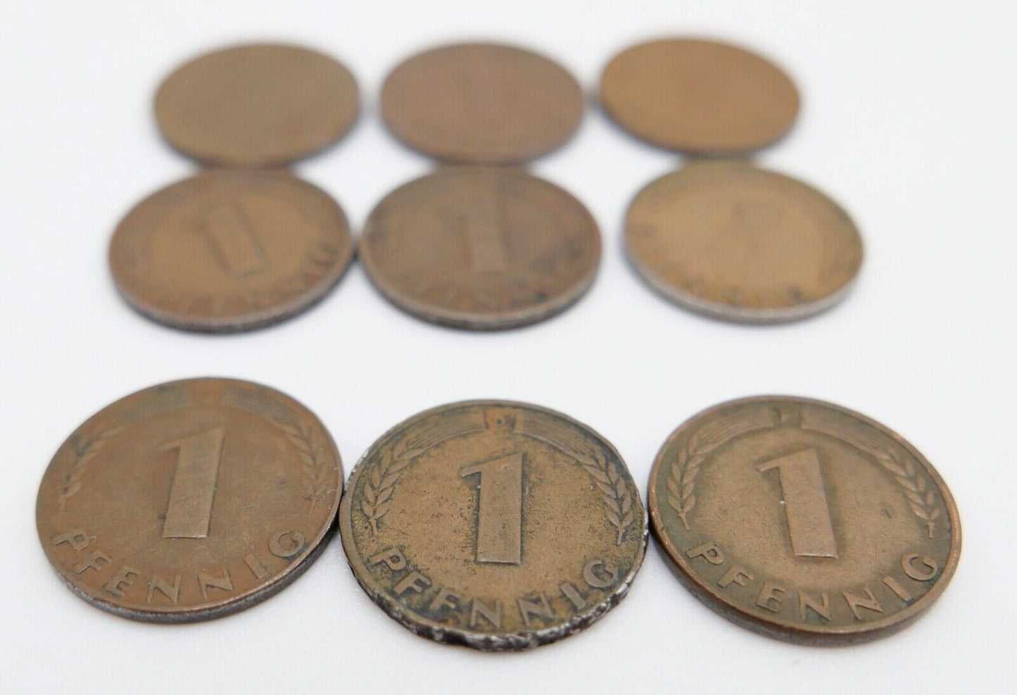 Posten LOT 1 9x 1 Pfennig 1948 & 1949 Jäger J. 376