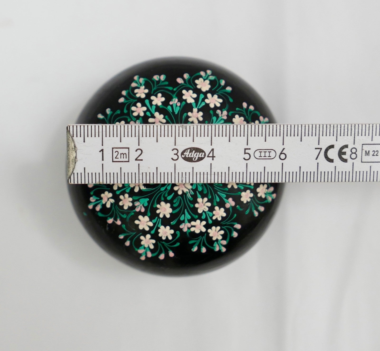 60er 70er Kaschmir Pappmaché Lackdose handbemaltes florales Hazara Blumenmuster