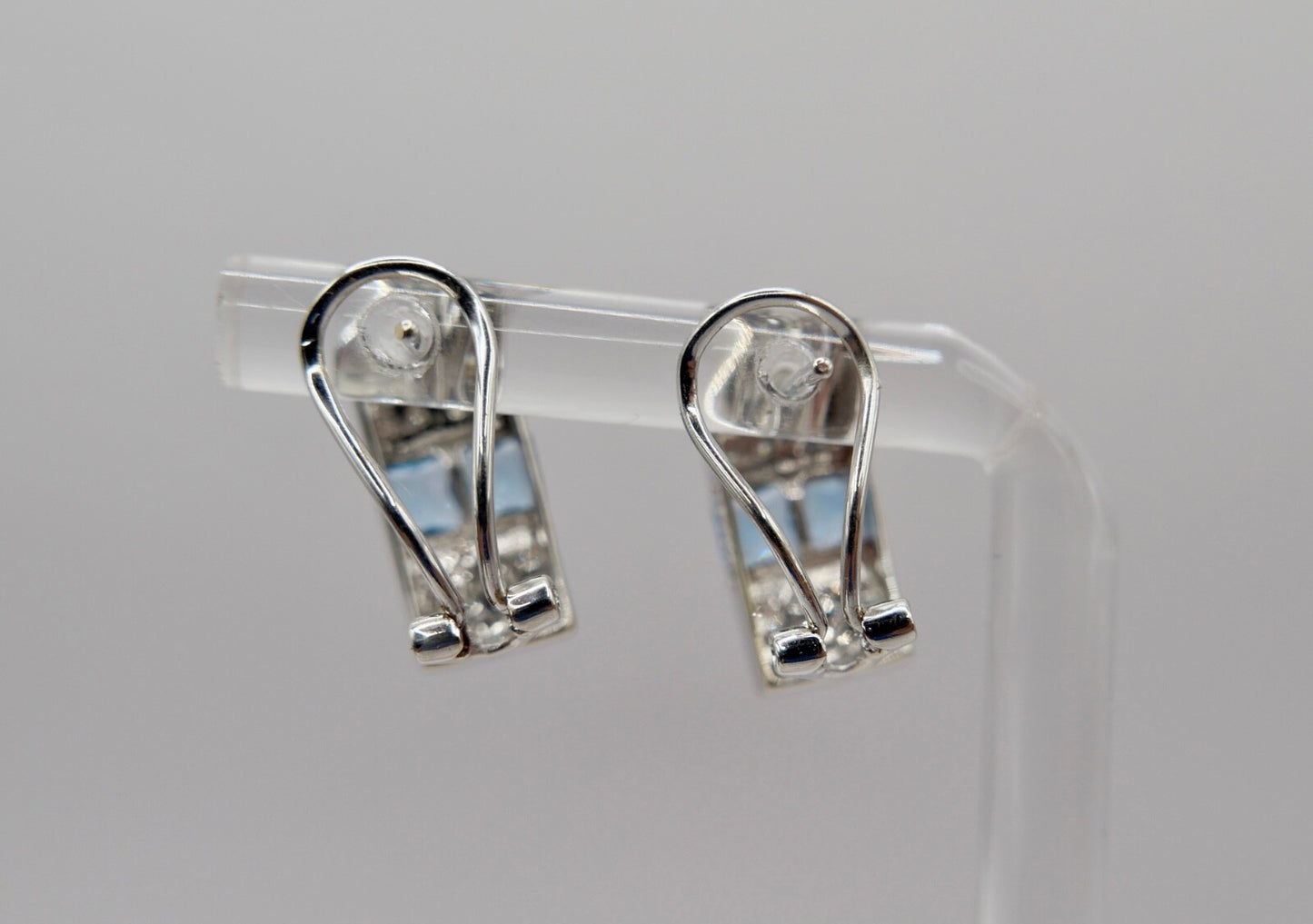 Blautopas & Brillant 750 18K Weißgold Gold Ohrringe 2 Ctw NEUwertig CCF