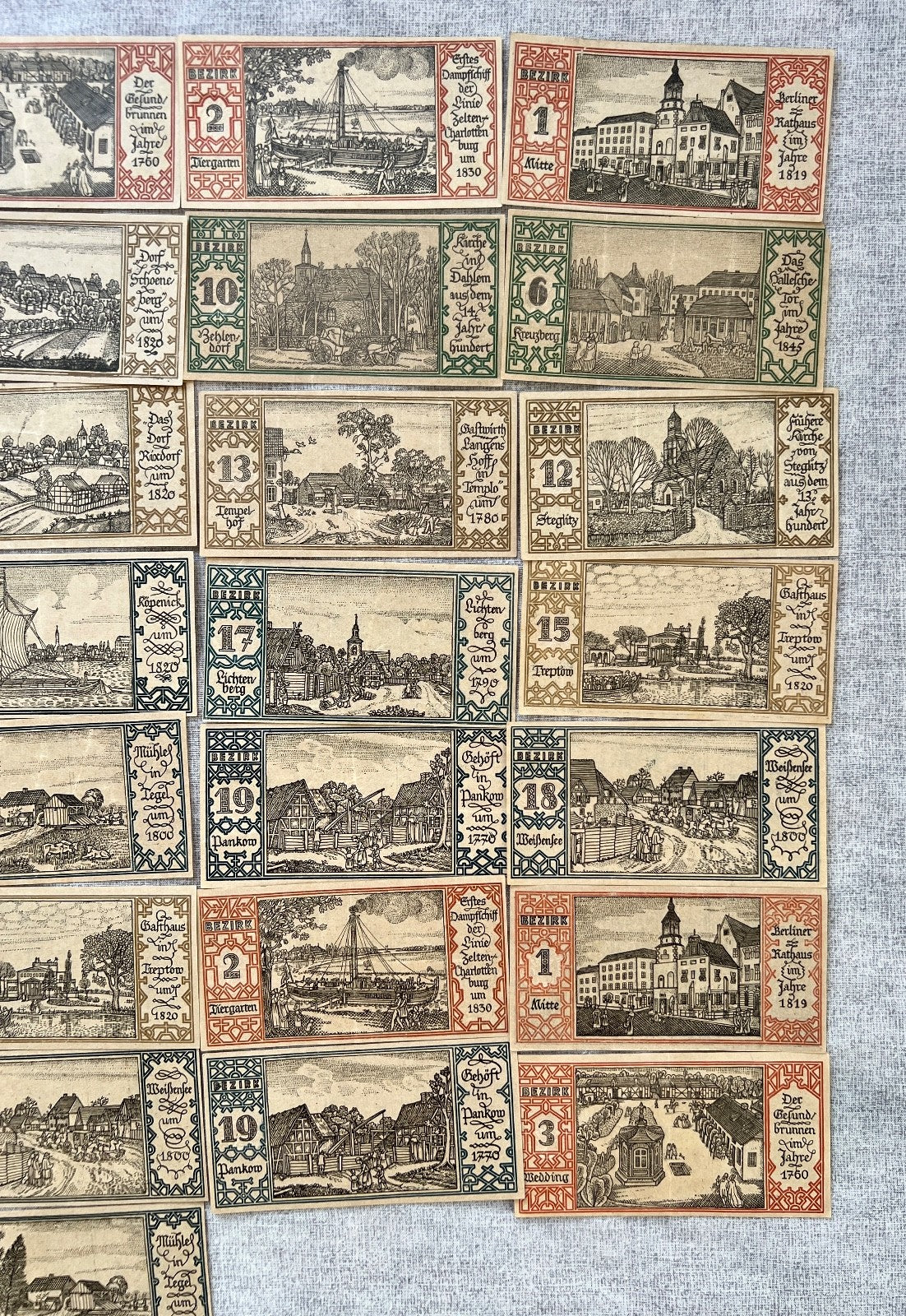 36x 50 Pfennige Geldscheine Banknote Notgeld der Stadt Berlin  UNC Bezirke 1921