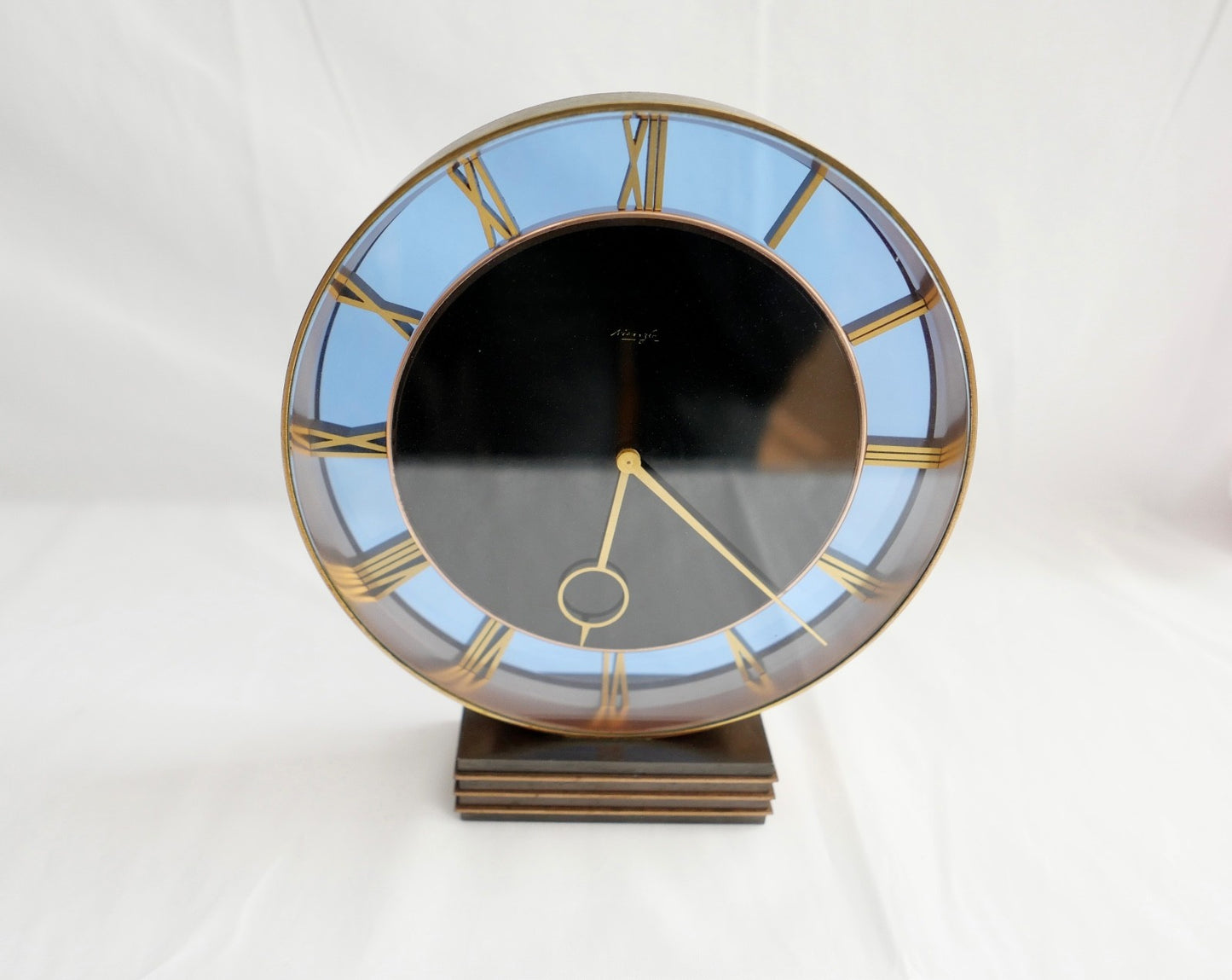 Tischuhr Kienzle von Heinrich Möller 1930er Jahre 8 Tage Werk in blau