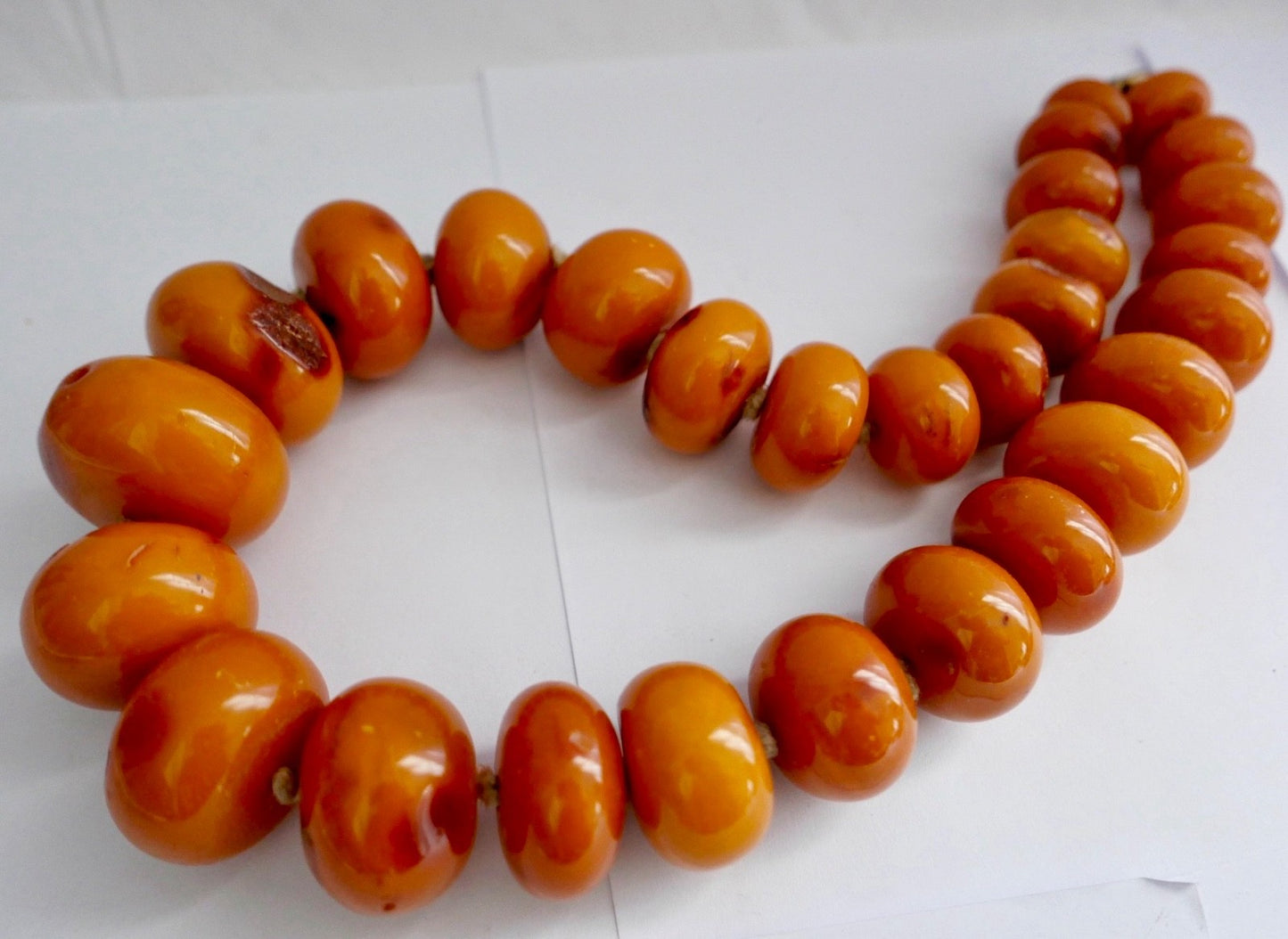 XXL butterscotch Bernsteinkette Kugeln 449 Gramm Pressbernstein 925 Silber