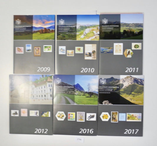 Konvolut Liechtenstein Philatelie Jahresausgabe 2009-2012, 2016, 2017