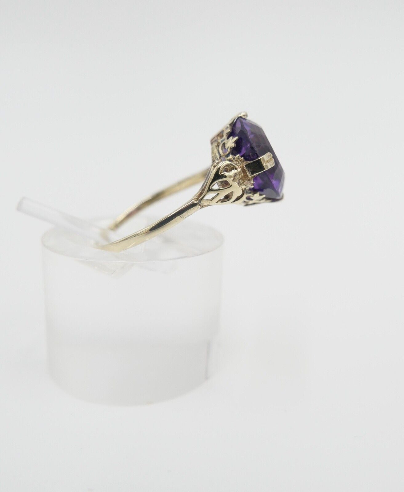 antik um 1900 Damenring mit lila Amethyst Ring 2,87 Gr Gold 585 / 14K Gr. 59