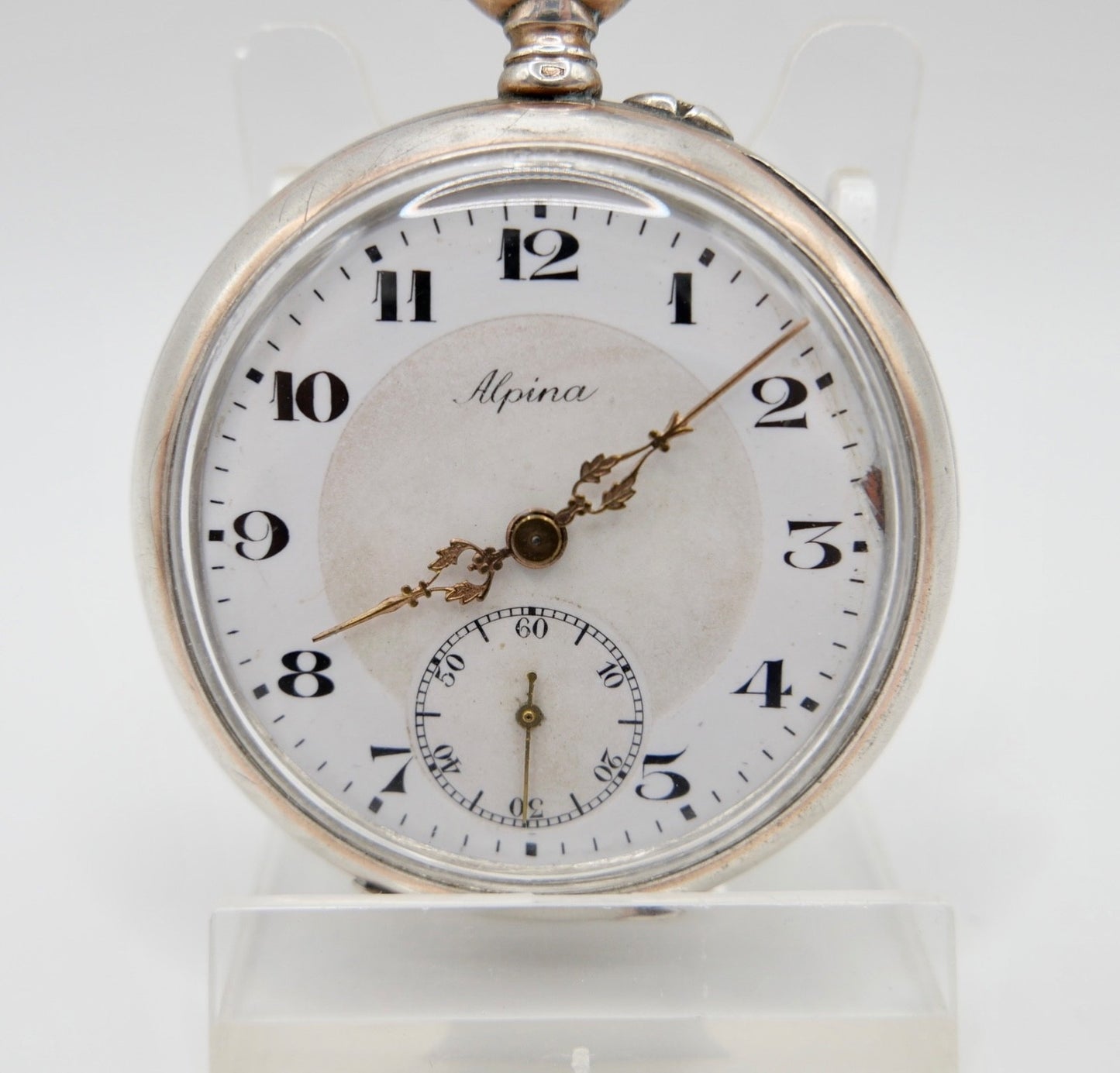 Antike Alpina 800 Silber Taschenuhr Zylinderhemmung 10 Steine