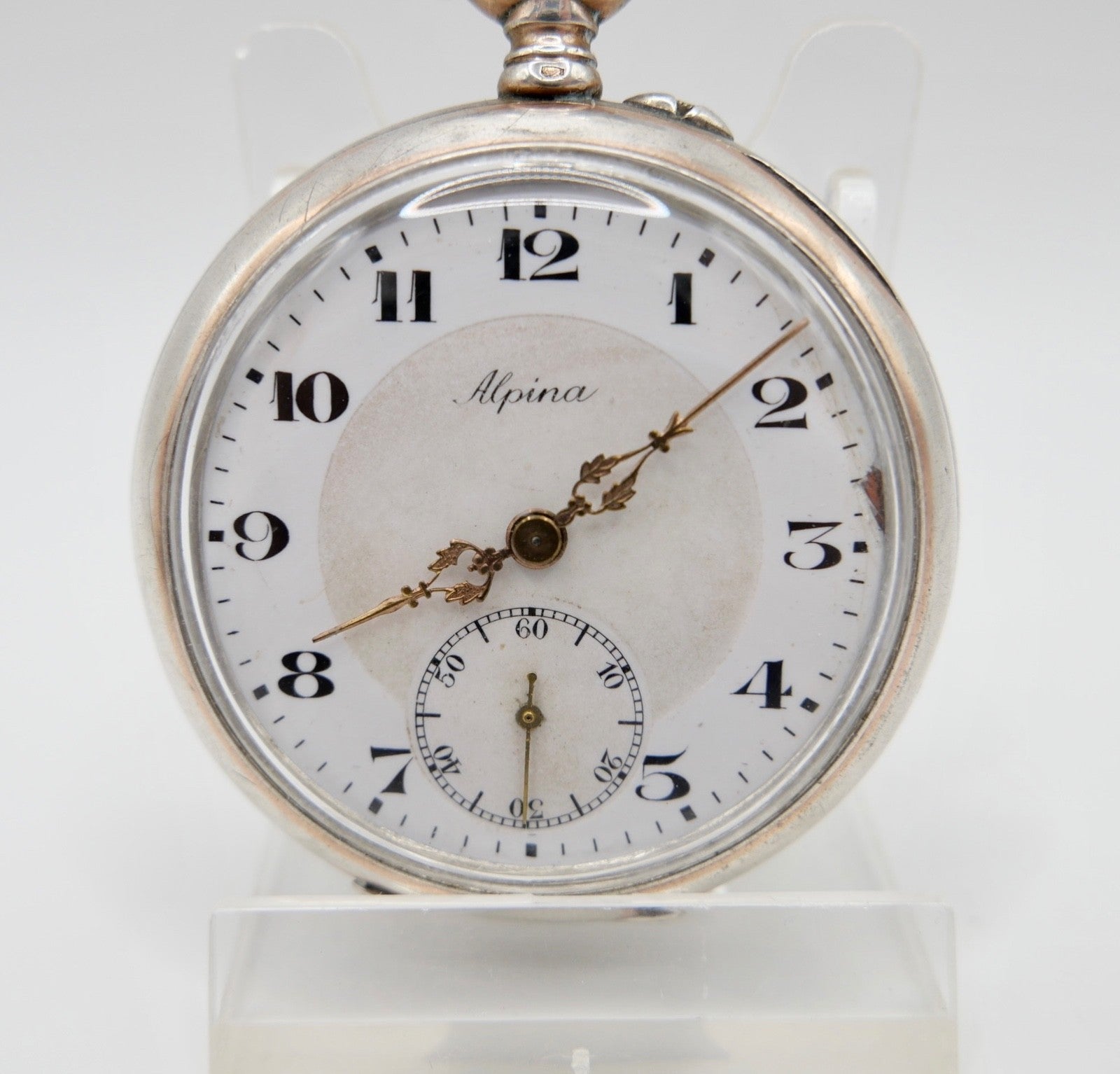 Antike Alpina 800 Silber Taschenuhr Zylinderhemmung 10 Steine