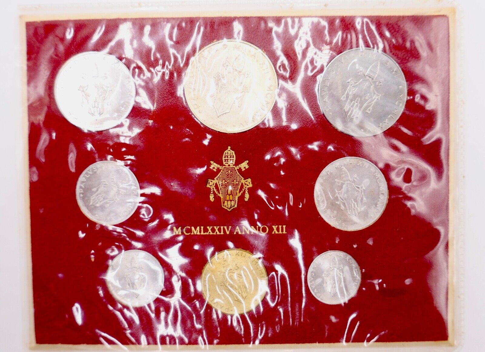 Münzen Set " Citta Del Vaticano " 1 2 5 10 20 50 100 500 lire 1974 Paolo Silber