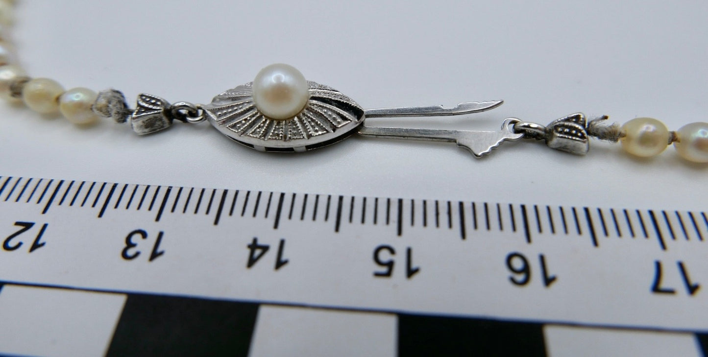 Perlenkette 585 Weißgold Schließe Verlaufskette Zuchtperle 7mm