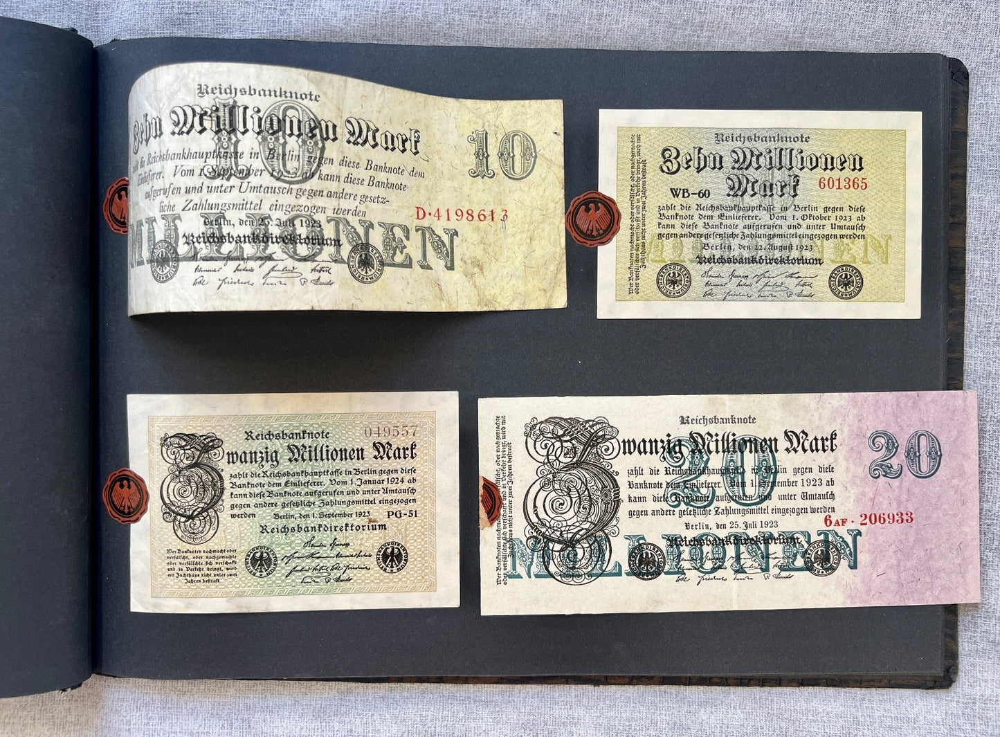 Album  116x Inflation Geldscheine Ro. Banknoten Mark Reichsbahn Mrd Mio UNC