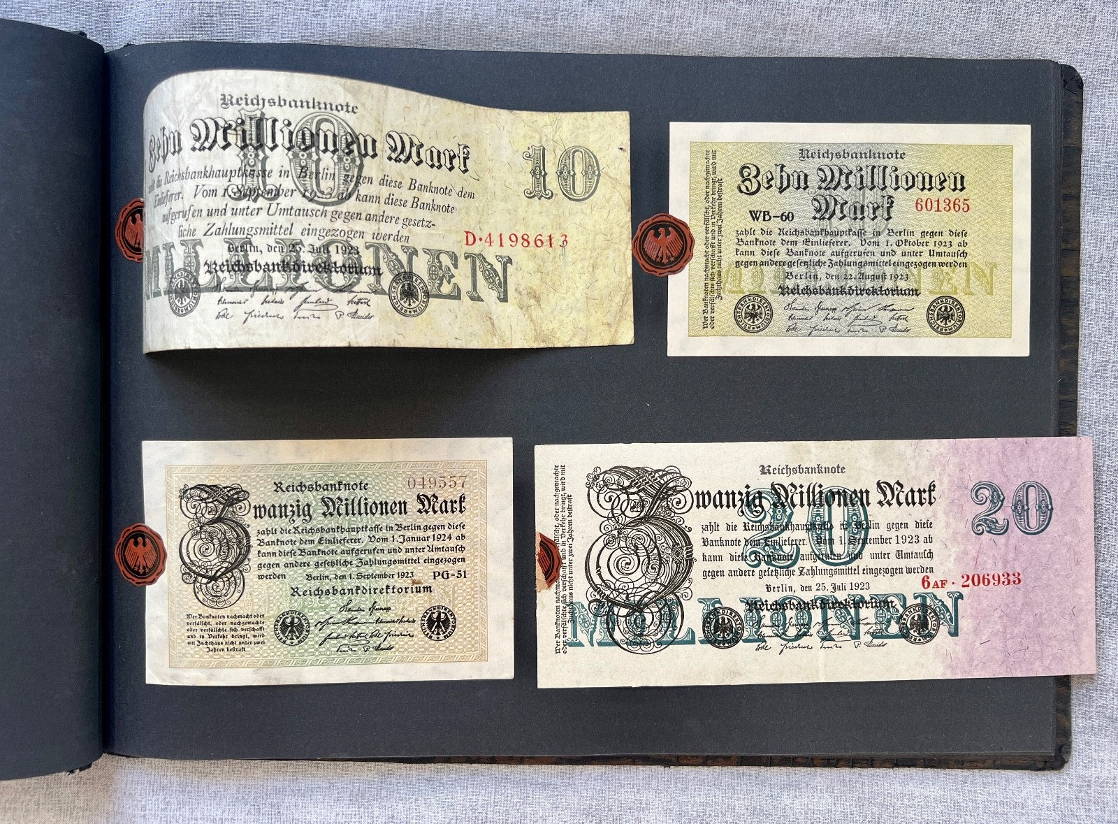 Album  116x Inflation Geldscheine Ro. Banknoten Mark Reichsbahn Mrd Mio UNC