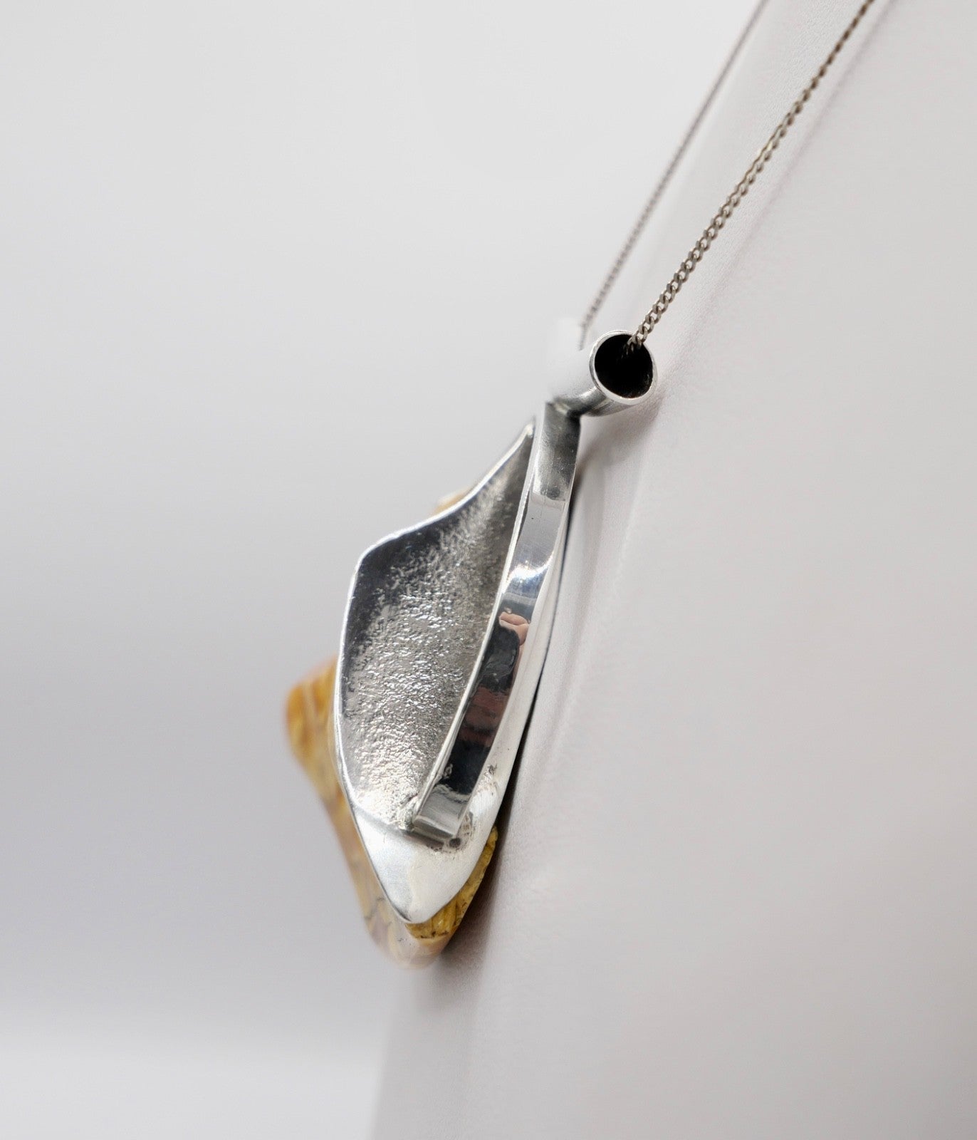 80er Jahre große Bernstein Butterscotch Anhänger 925 Silber Danzig Gdansk Polen