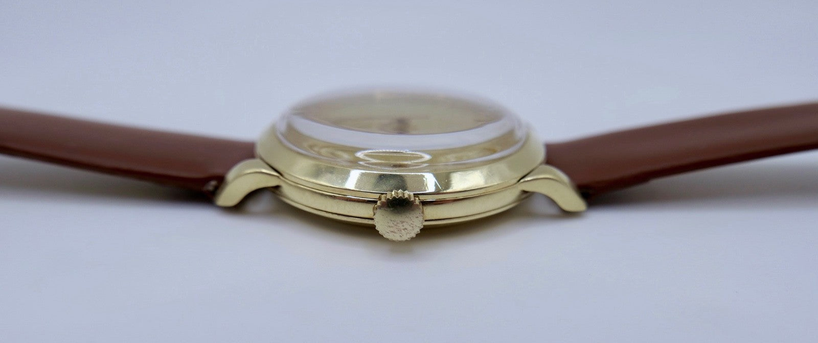 50er Omega Cal. 283 Armbanduhr 14K Gold 585 Handaufzug 37mm Herrenuhr Ref: 2686