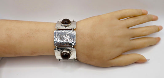 70er Vintage Armband Silber 925 Bernstein Adolf Regelmann gehämmert Handarbeit