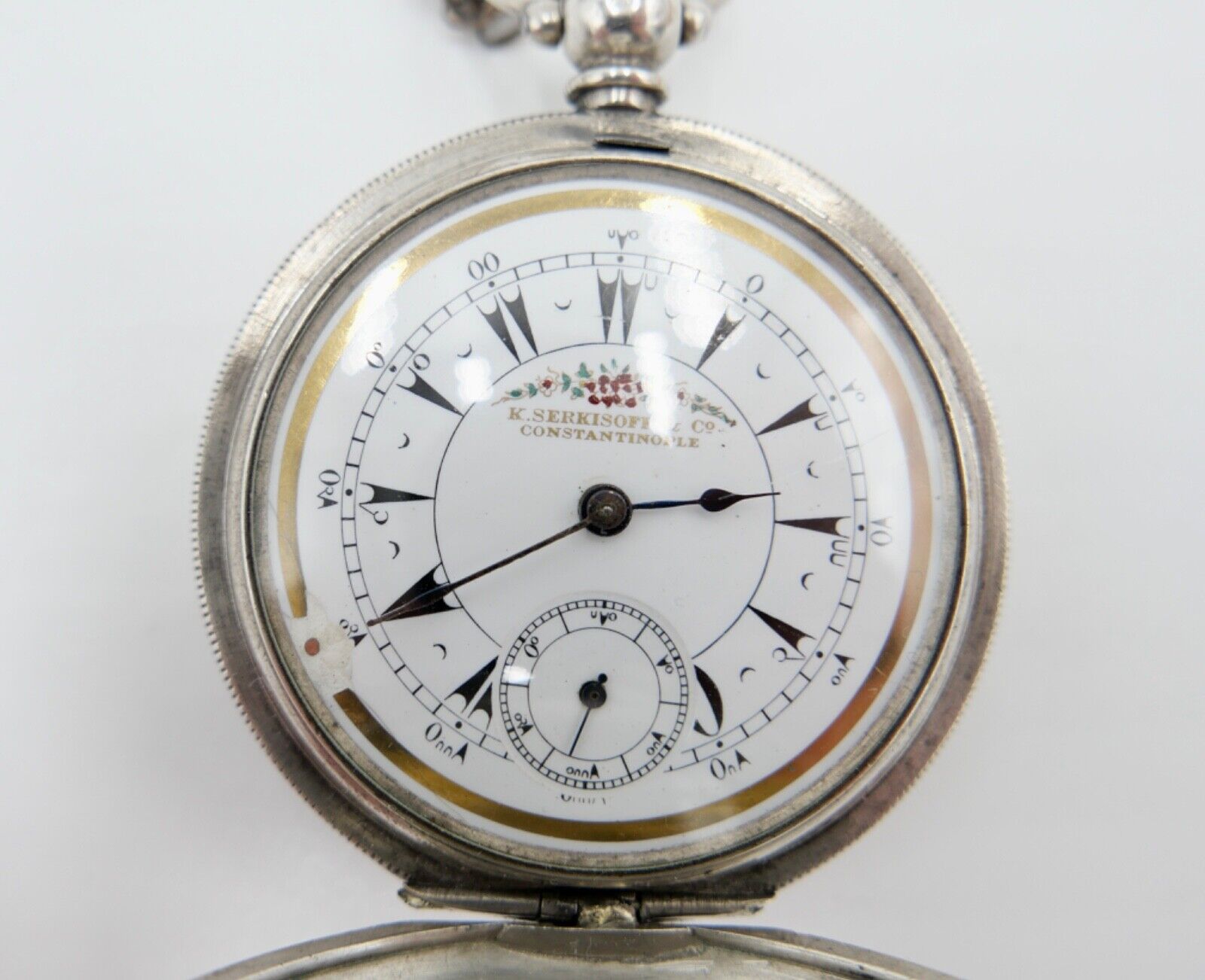 Antike Savonette Taschenuhr K. Serkisoff & Co 800 Silber Constantinople BILLODES