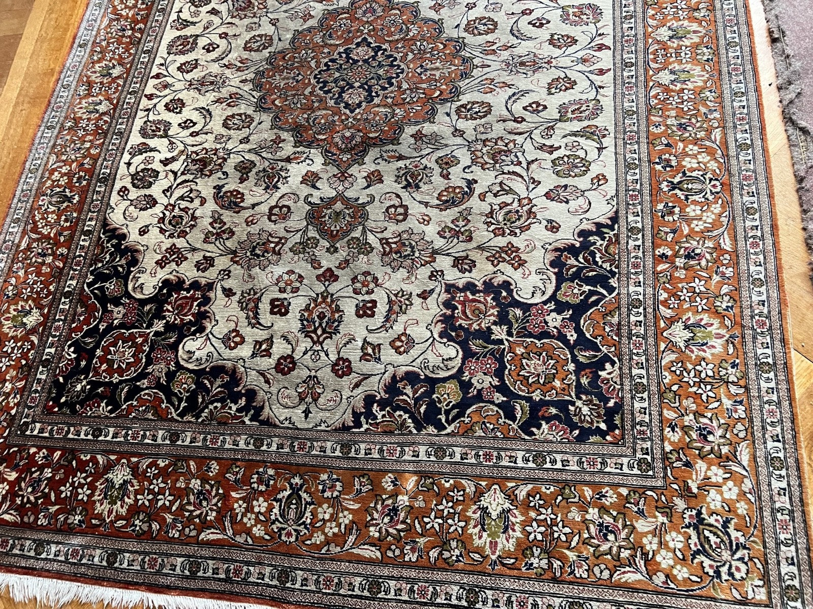 Seide Kashan alter Orientteppich Perserteppich old carpet 200 x 140 cm