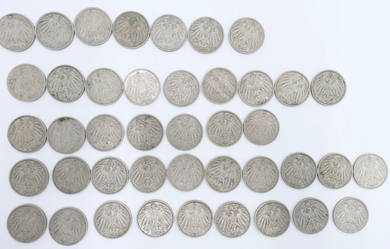 42x 10 Pfennig Kaiserreich 1912 1913 1914 1915  Jäger J. 13 ss-stg