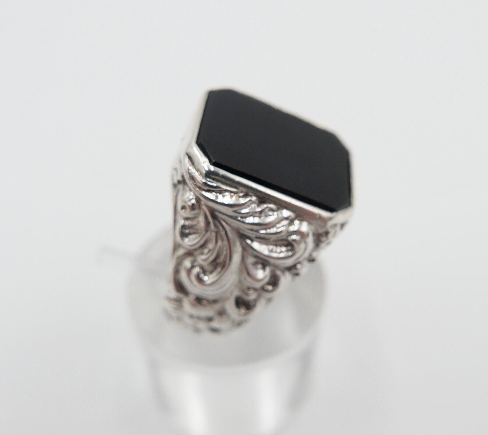 Jugendstil Siegelring Herrenring Ring 835 Silber Gr. 60 mit ONYX