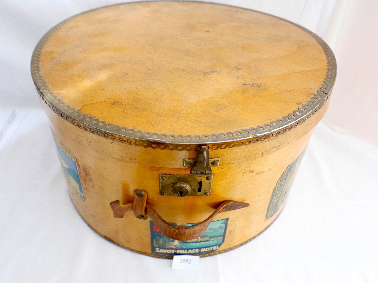 20er 30er Hutschachtel Reisekoffer Holz original Hotel Aufkleber Gardone Riviera