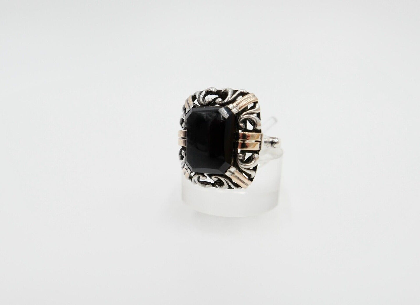 Jugendstil um 1920 Damen- Herrenring Gold 333 / 8K Tricolor Gr. 56 mit Onyx Ring