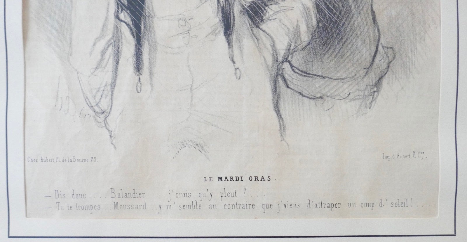 Honore Daumier Orig. Lithographie Le Mardi Gras (1844)