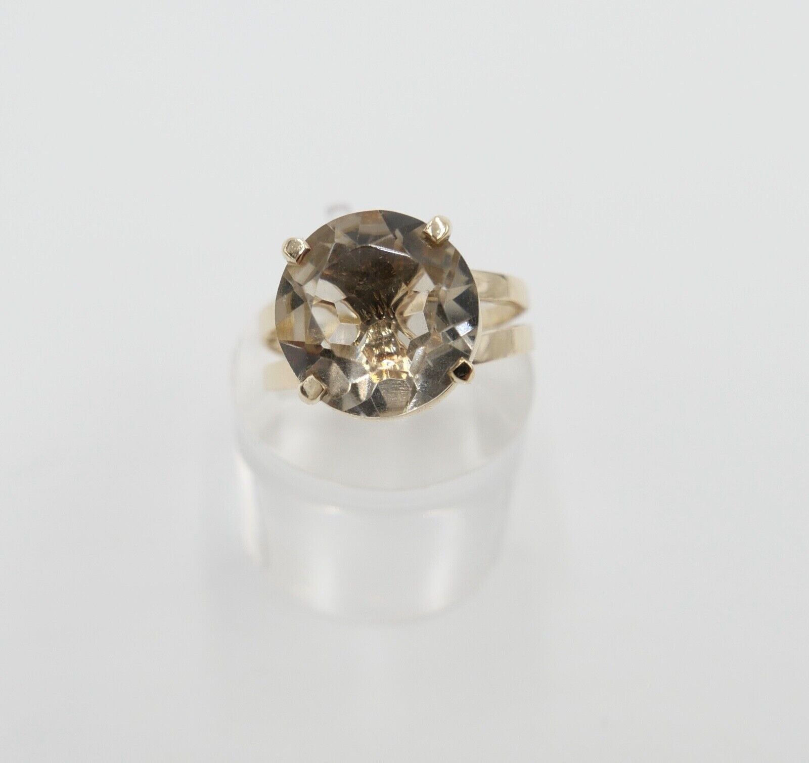 Gelb Gold Damen Ring Gr. 55 mit großem 6,6 Ct Rauchquarz  375 9K