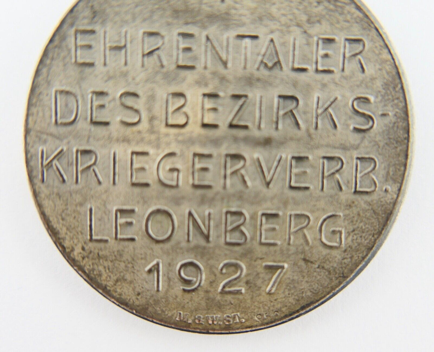 Ehrentaler des Bezirks Kriegsverband Leonberg 1927 Silber 950