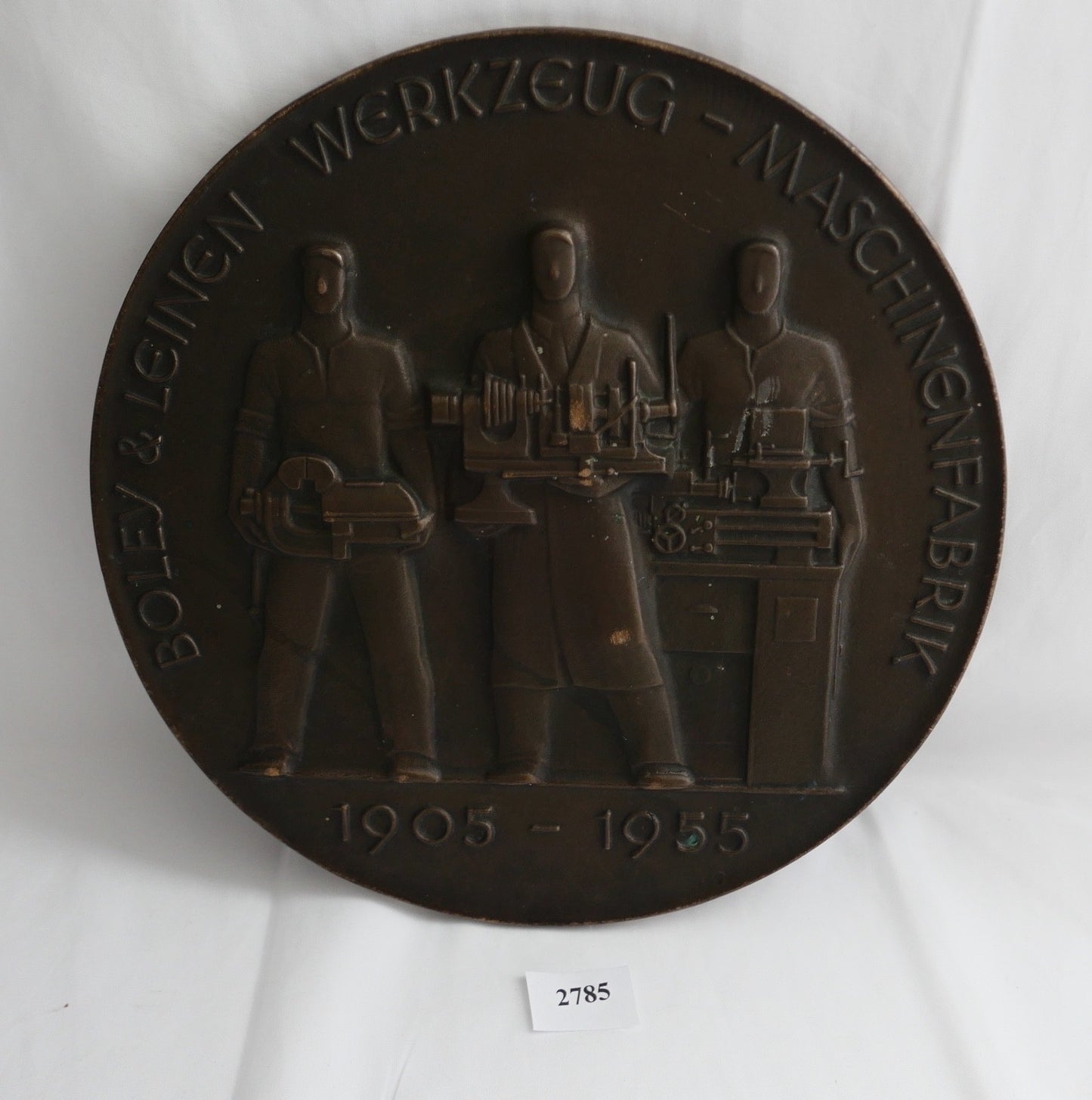 Boley & Leinen Bronzeplakette Werkzeugmaschinenfabrik Jubiläum 1905-1955 Relief