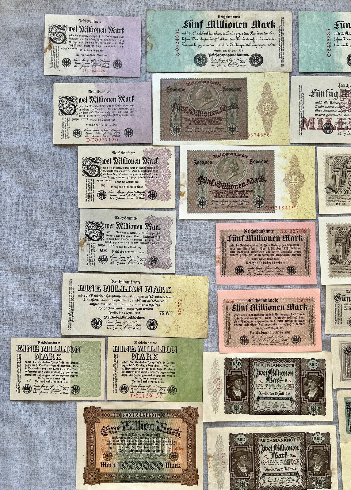 Posten 37x Inflation Geldscheine Banknoten Mio Mrd Mark UNC dt. Reich Ro. 111c