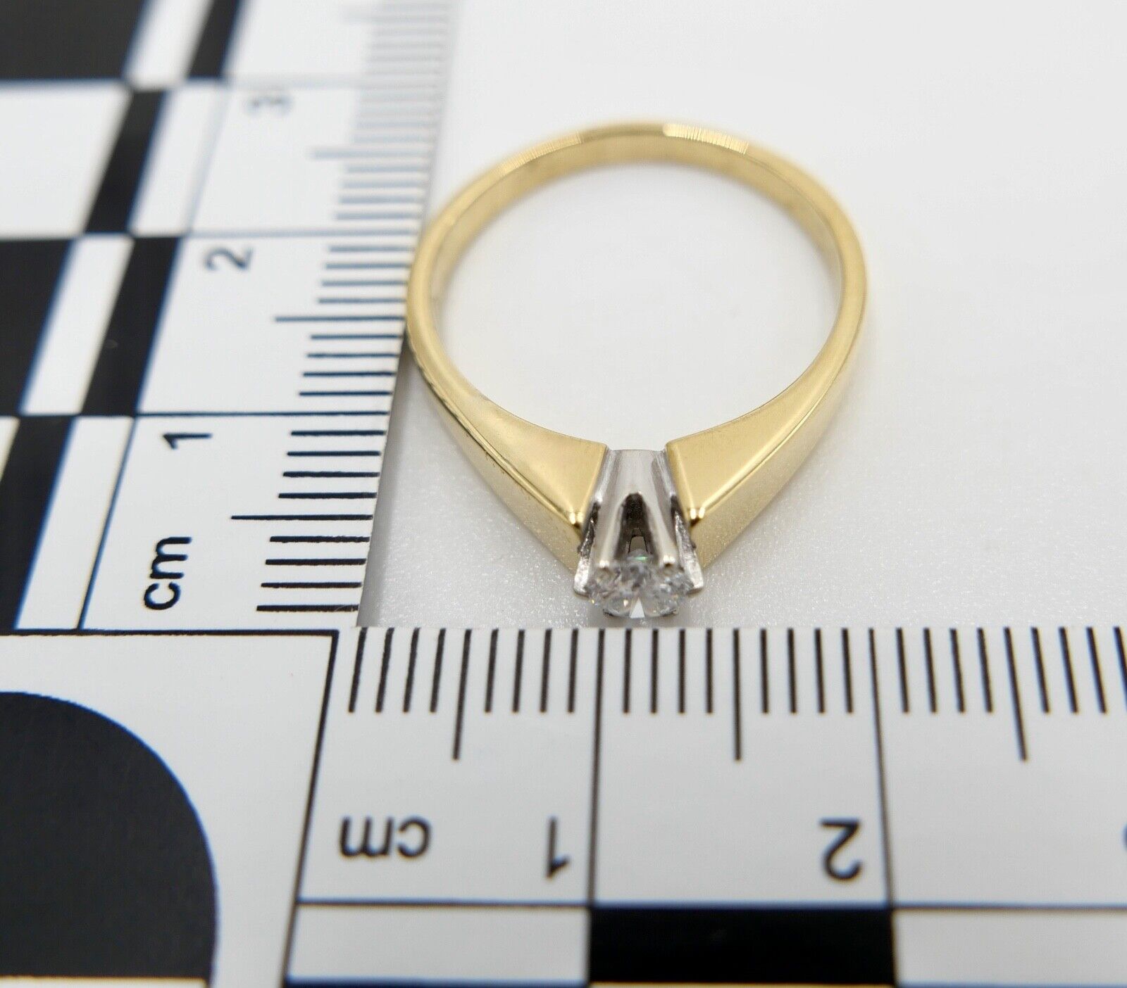 Klassischer Bicolor Gelb/Weiß Gold Ring 0,25 Ct Brillant 750 18K Gr. 56 VVS