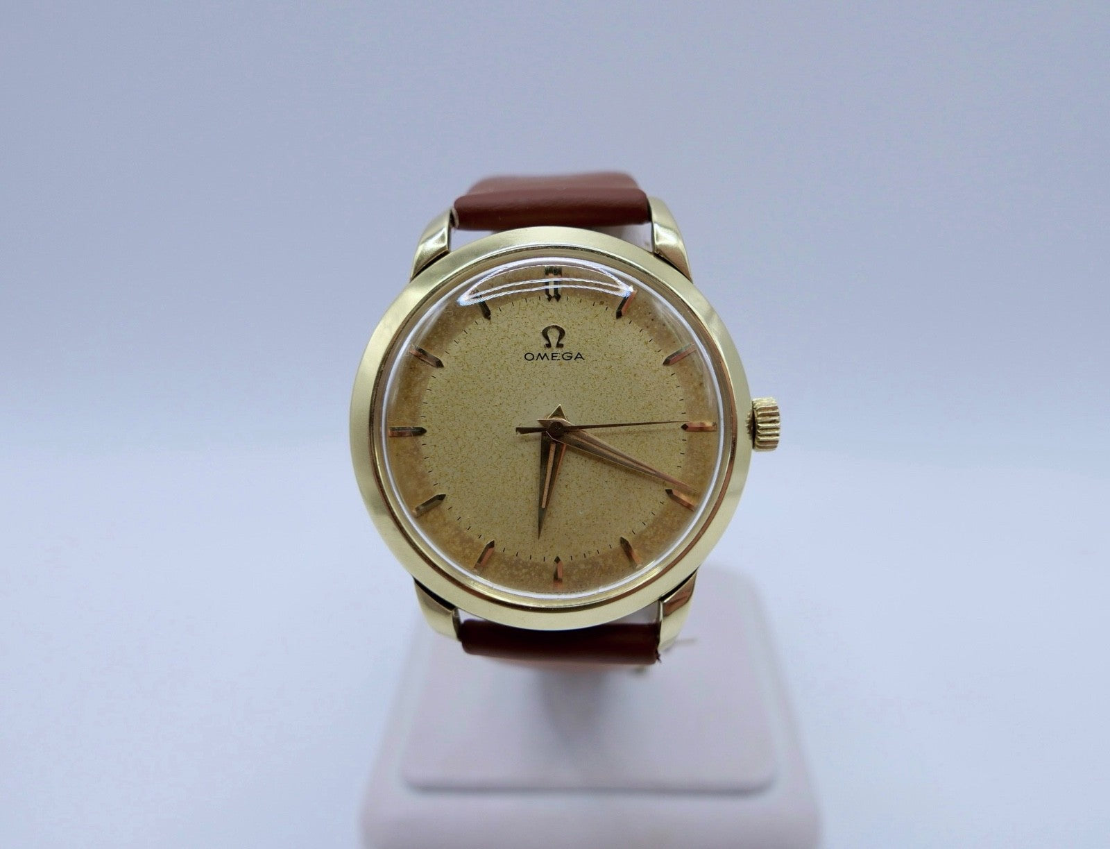 50er Omega Cal. 283 Armbanduhr 14K Gold 585 Handaufzug 37mm Herrenuhr Ref: 2686
