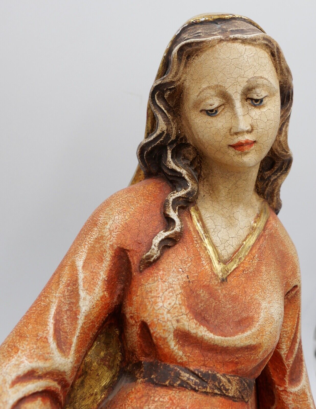 Alte Holzfigur 53cm Holz Heilige Elisabeth Schnitzer Adolf Kasslatter SÜDTIROL