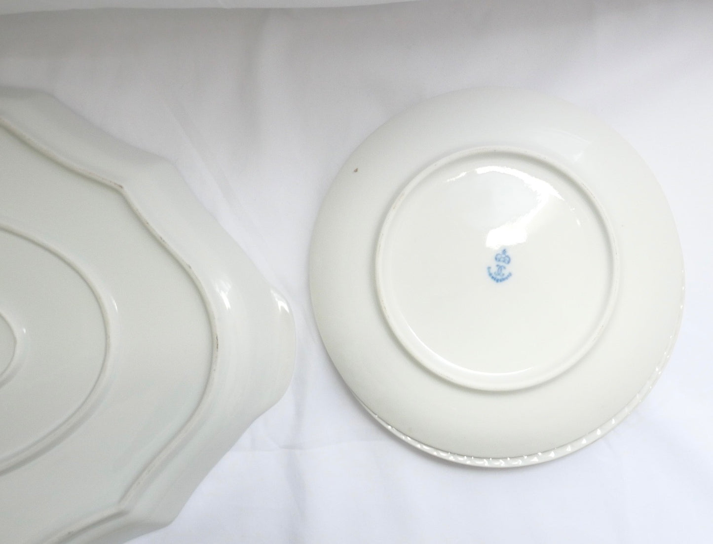 7 Tlg. Ludwigsburg Mokka / Kaffee /  Teilservice weiß Schuppenmuster