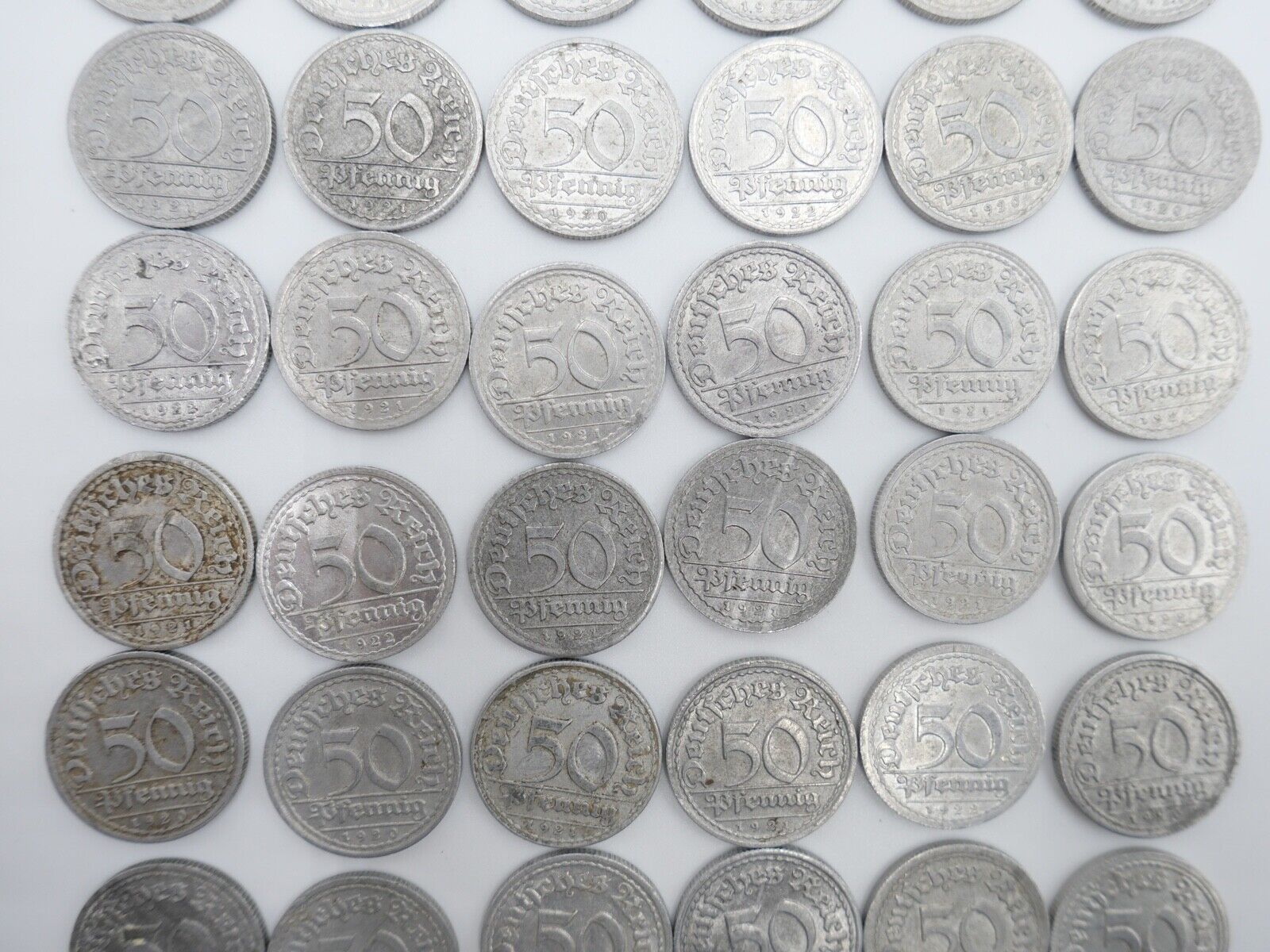 68x Weimarer Republik 50 Pfennig Deutsches Reich Ersatz & Inflationsmünzen J.301