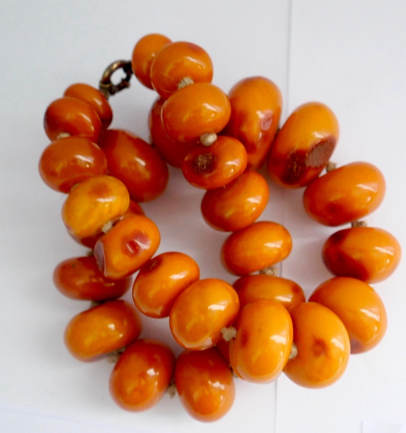 XXL butterscotch Bernsteinkette Kugeln 449 Gramm Pressbernstein 925 Silber