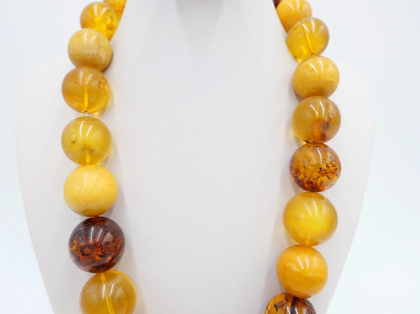 Vintage XXL Bernstein butterscotch Kette Collier Amber 340 Gramm Silber Magnet