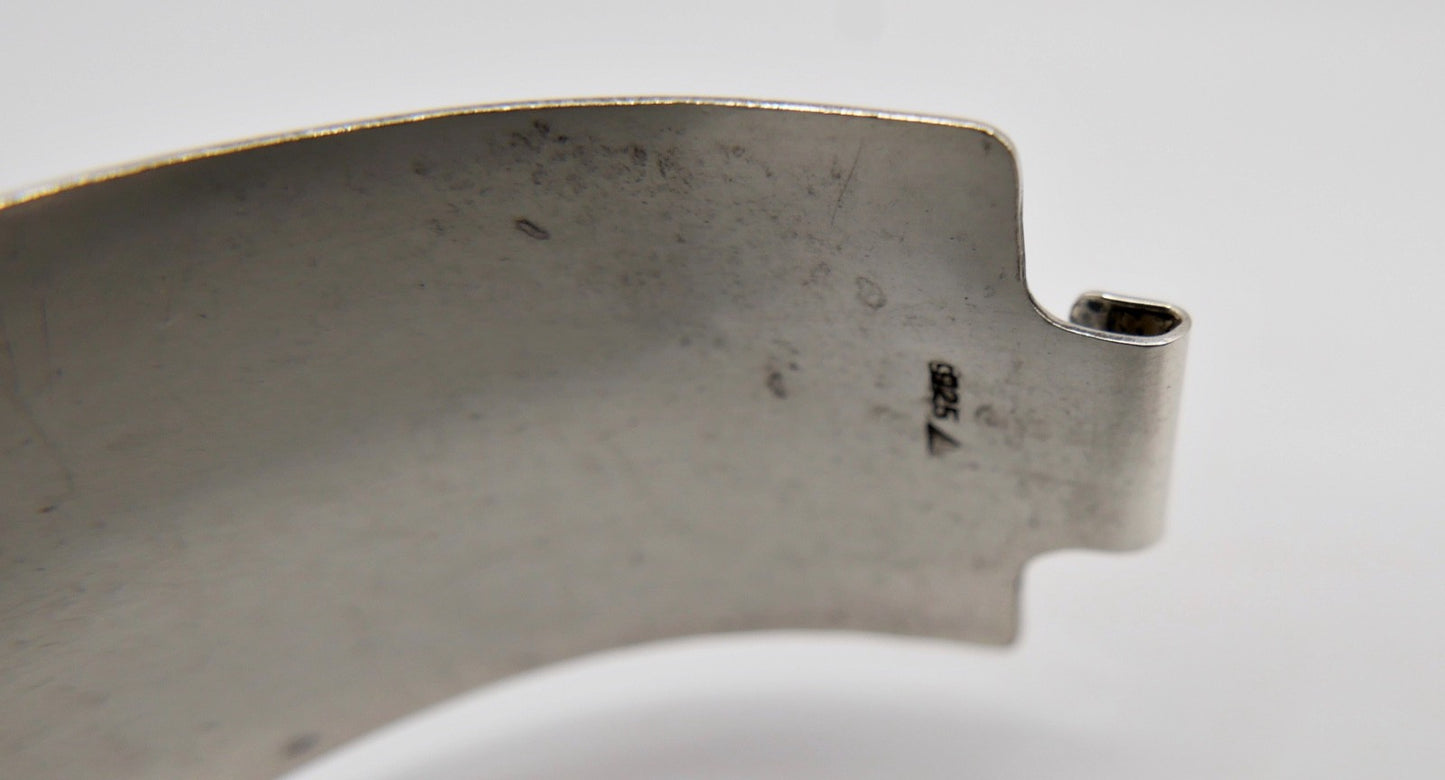 Vintage Silber Armspange Prerow Fischland 925 Sterlingsilber Bernstein Armband