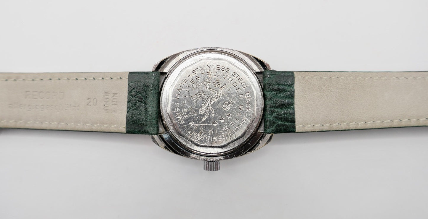 Sheffield Taucheruhr Weltuhr Herren Armbanduhr Automatik mit grünem Zifferblatt