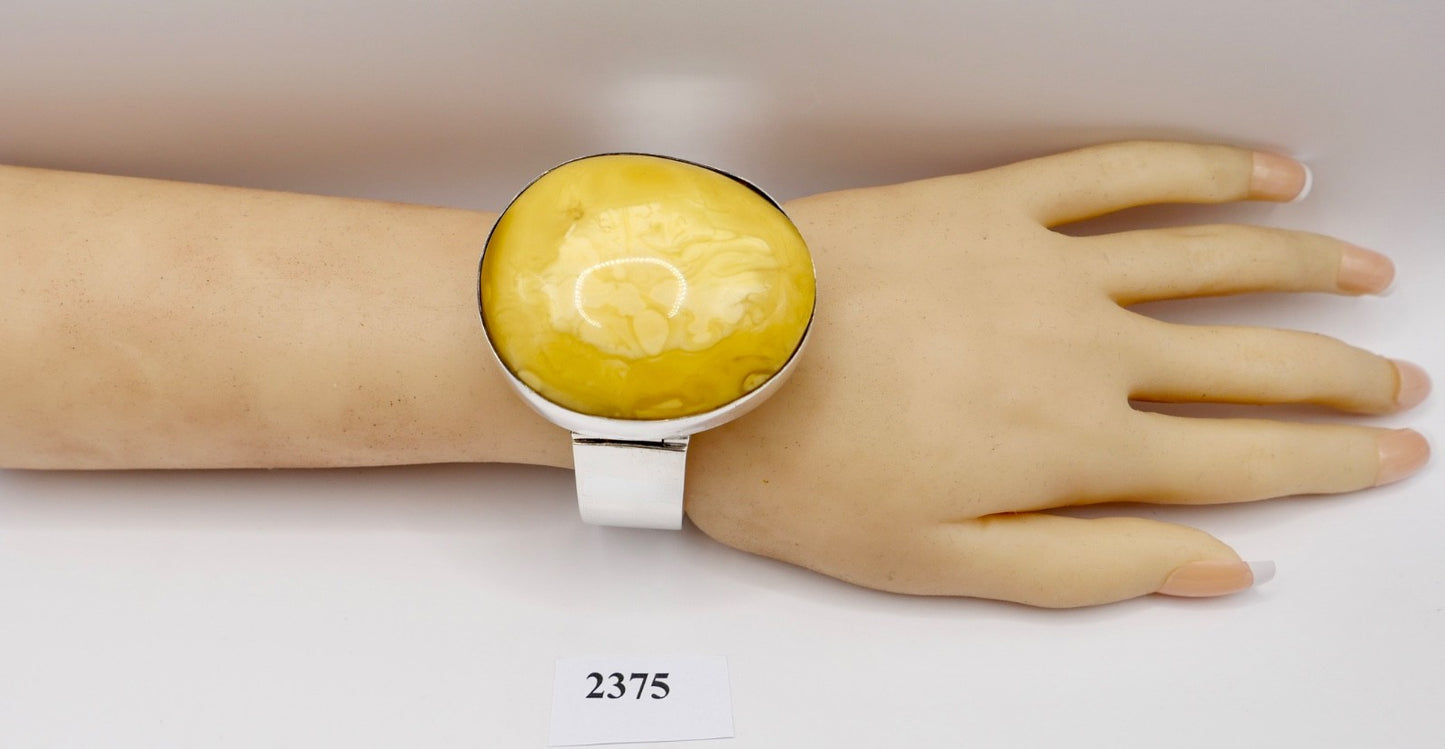 Großes Designer PU 925 Silber Bernstein Armband Armreif Danzig Gdansk Polen