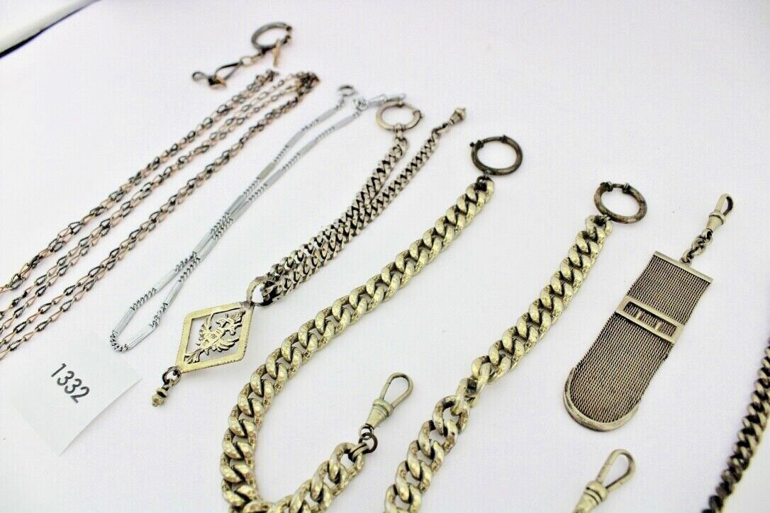 10 Antike Taschenuhr Kette watch Chain Silber versilbert Metall L&F Doppeladler