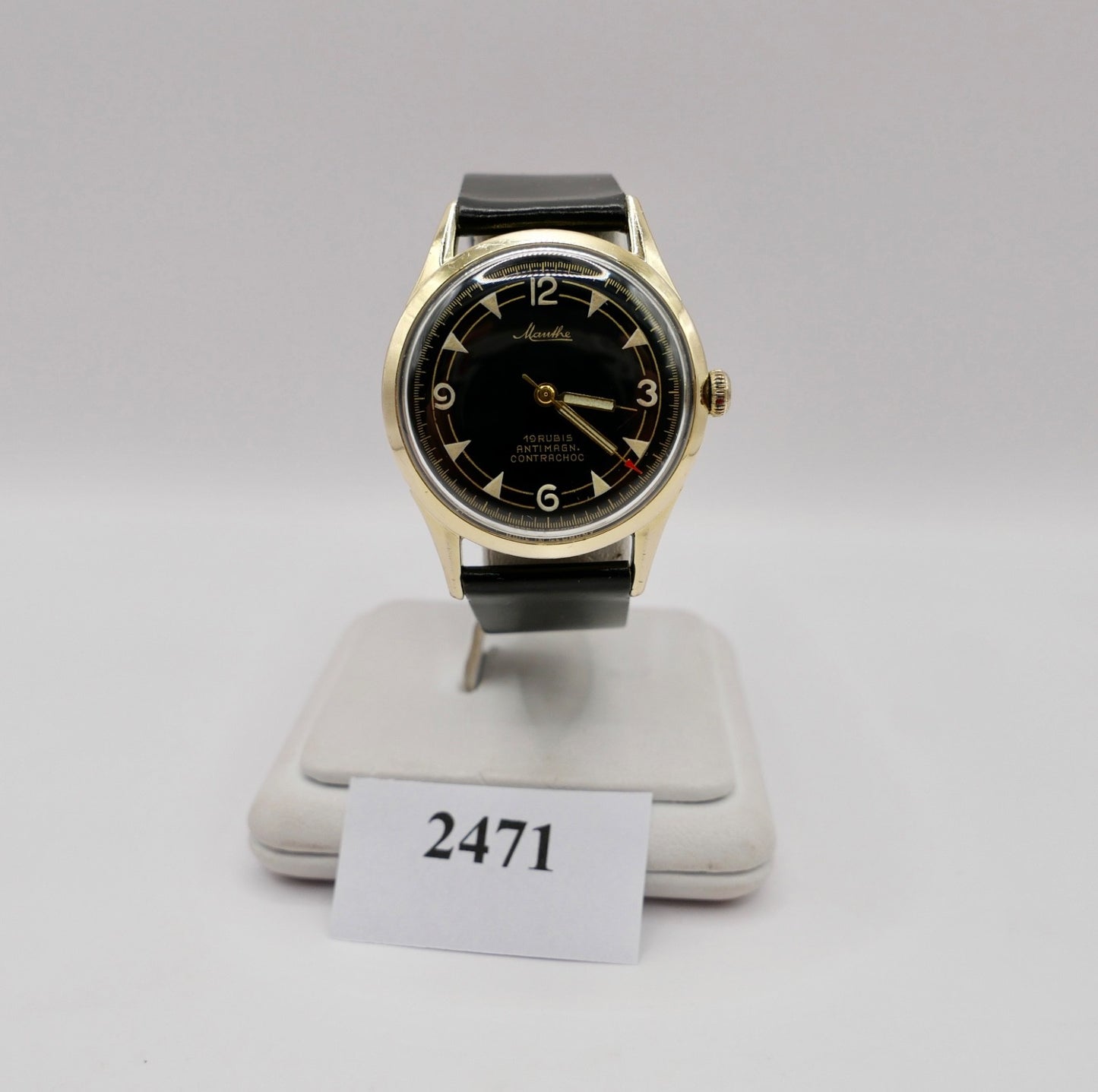 MAUTHE  1950er Jahre Contrachoc VW 100000 KM Herrenuhr Handaufzug Cal. 610