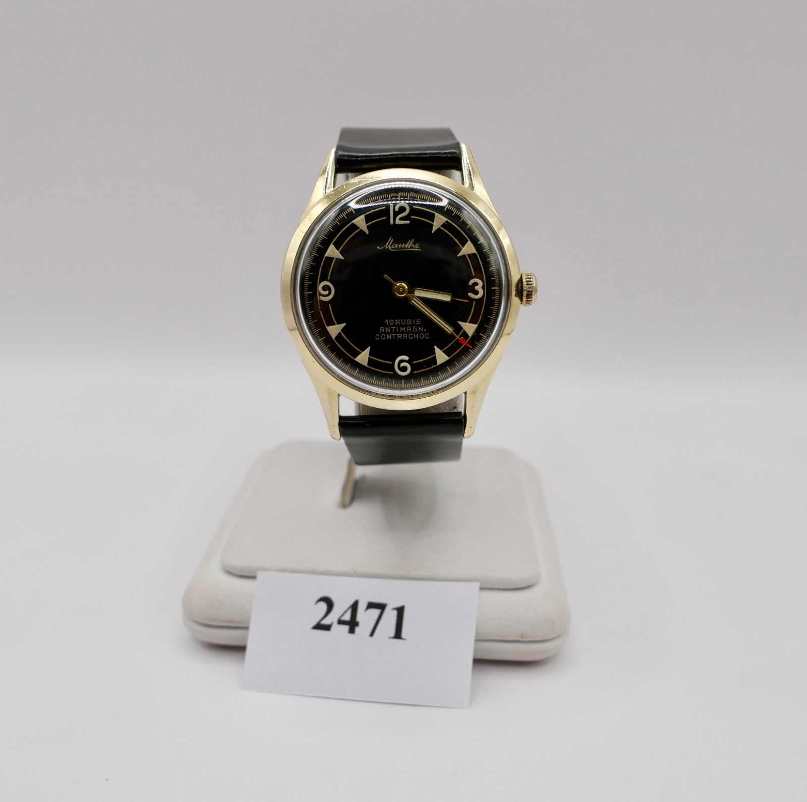 MAUTHE  1950er Jahre Contrachoc VW 100000 KM Herrenuhr Handaufzug Cal. 610