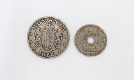 Konvolut LOT Rumänien 5 Bani 1905 und 2 Lei 1924