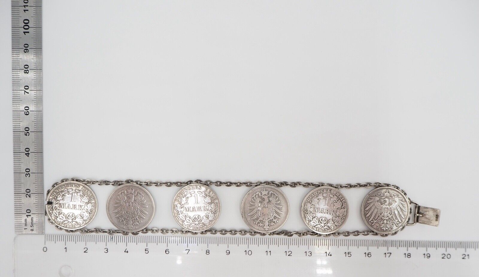 Silber 835 Armband Reichsmark 41,3 gr. A 1875 1887 1180 1900 1876 J 