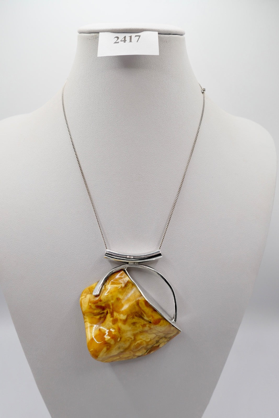 80er Jahre große Bernstein Butterscotch Anhänger 925 Silber Danzig Gdansk Polen