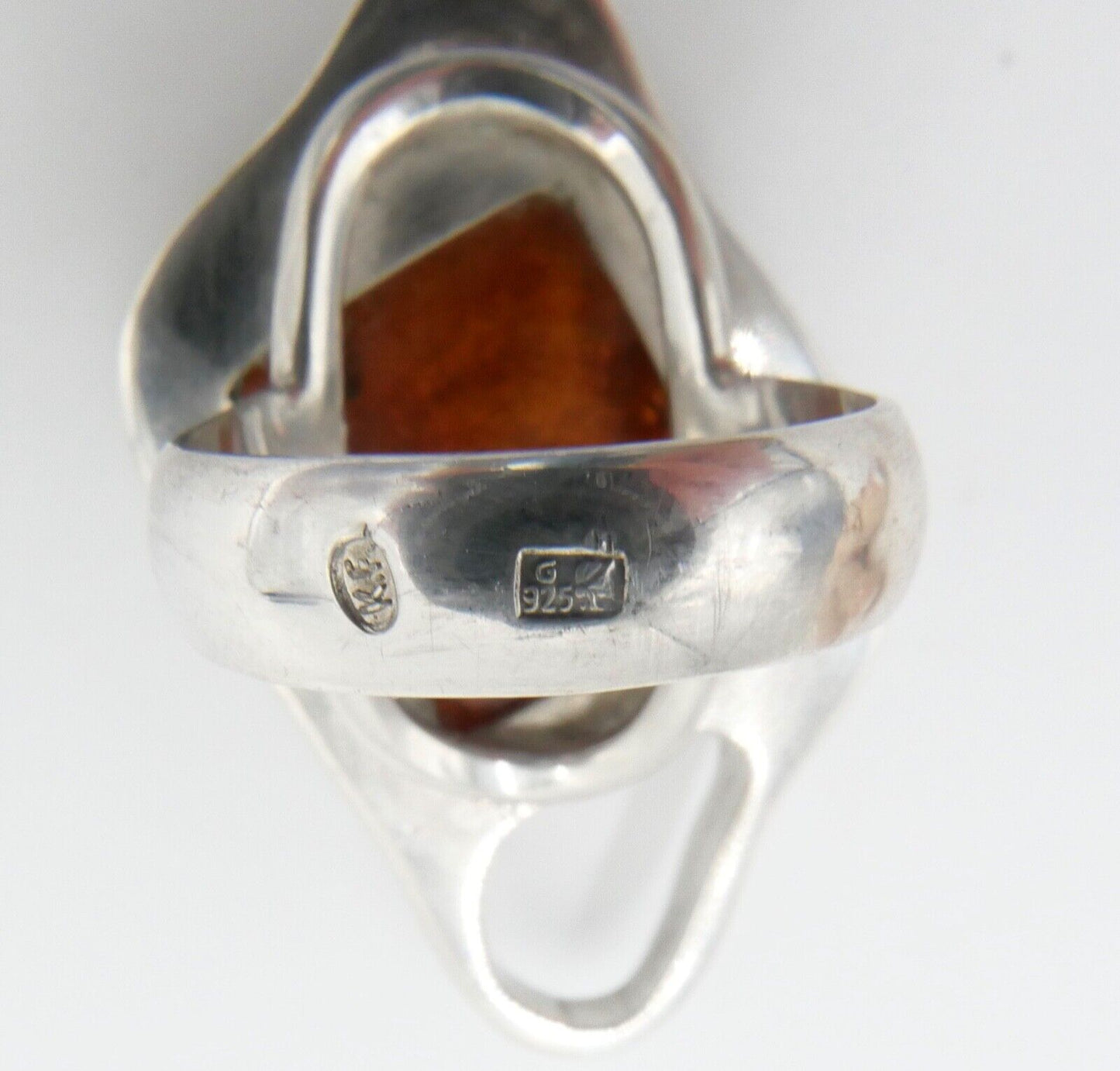 80er Jahre Designer Ring Bernstein Silber 925 Gr. 53 Frauenkopf G Danzig Polen