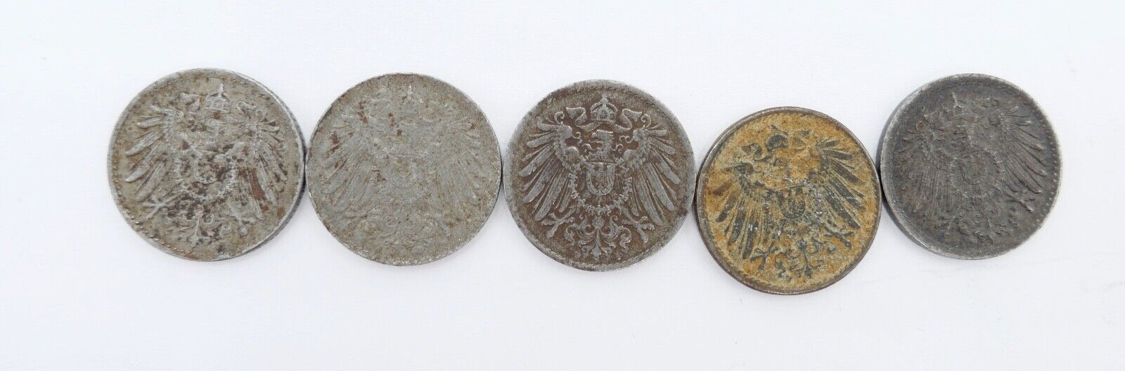 5x 5 Pfennig  J.297 ss-vz 1922 1918 1917 Deutsches Reich