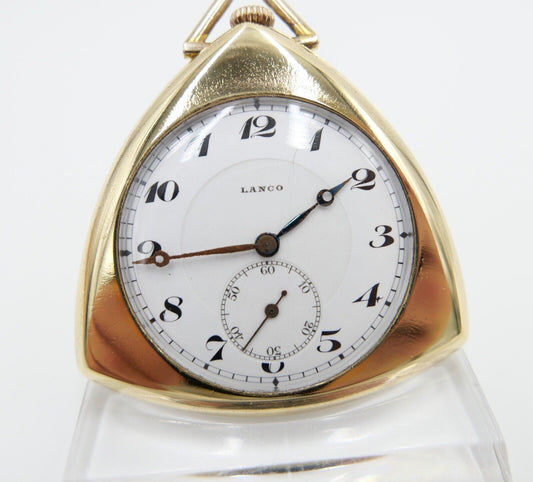 Taschenuhr Seltene Dreieckige LANCO vergoldet pocket watch Dreieck Plaque Or