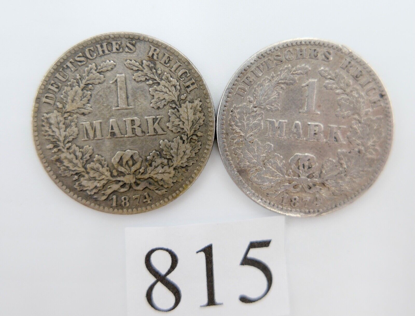 2x 1 Mark Deutsches Reich 1874 F G  Jäger J.9