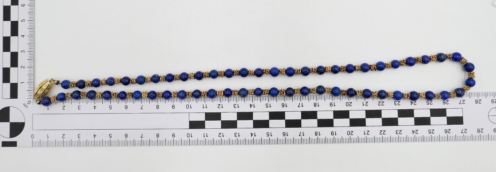 Lapislazuli Lapis Perlen Kugel Kette Collier Gelbgold 750 / 18K