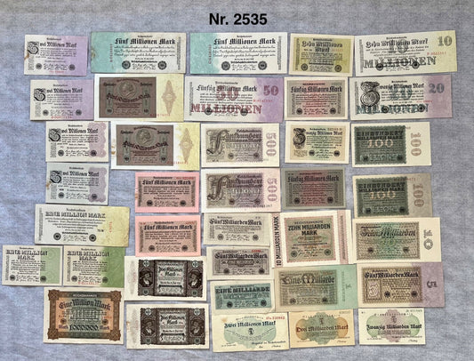 Posten 37x Inflation Geldscheine Banknoten Mio Mrd Mark UNC dt. Reich Ro. 111c